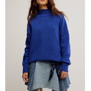NWT Free People We The Free Torres Roll Neck Skipper Blue Sweater *Current*